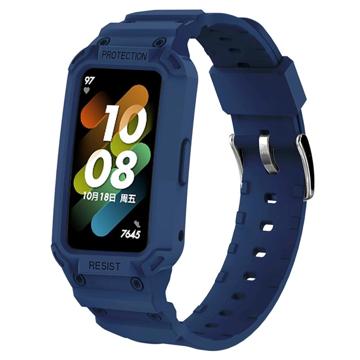 Rugged TPU Case with Strap - Honor Band 6, Huawei Band 6, Band 7 - Blue