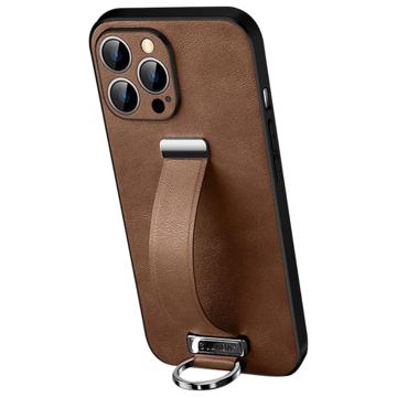 Sulada Fashion iPhone 14 Pro Max Hybrid Case with Hand Strap - Brown