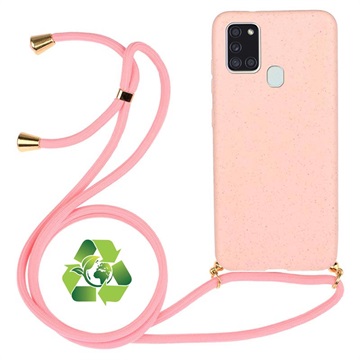 Saii Eco Line Samsung Galaxy A21s Case with Strap - Pink