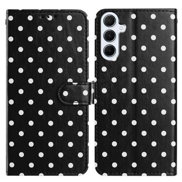 Samsung Galaxy A37 Polka Dot Pattern Wallet Case - Black