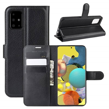 Samsung Galaxy A51 5G Wallet Case with Magnetic Closure - Black