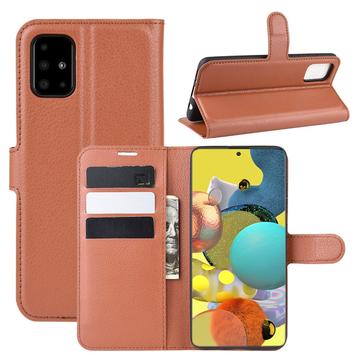 Samsung Galaxy A51 5G Wallet Case with Magnetic Closure - Brown