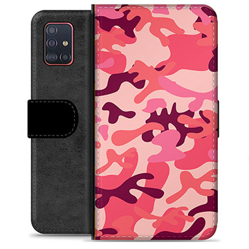 Samsung Galaxy A51 Premium Wallet Case - Pink Camouflage