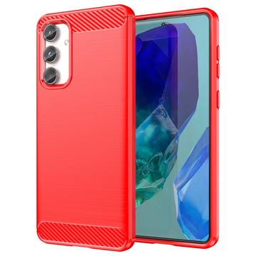 Samsung Galaxy M55 Brushed TPU Case - Carbon Fiber - Red