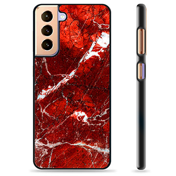 Samsung Galaxy S21+ 5G Protective Cover - Red Marble