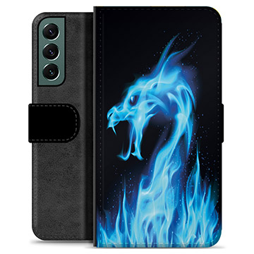 Samsung Galaxy S22+ 5G Premium Wallet Case - Blue Fire Dragon