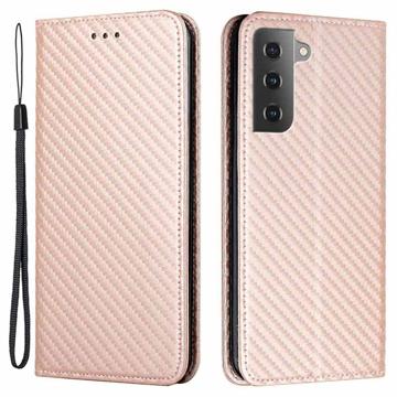 Samsung Galaxy S23 5G Wallet Case - Carbon Fiber - Rose Gold