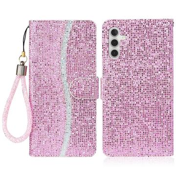 Samsung Galaxy S24 FE Stylish Glitter Wallet Case - Pink