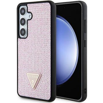 Samsung Galaxy S24 Guess Rhinestones Triangle Metal Logo Case - Pink
