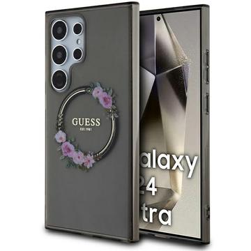 Samsung Galaxy S24 Ultra Guess IML Flowers Wreath Case - MagSafe Compatible - Black