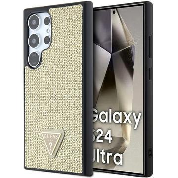 Samsung Galaxy S24 Ultra Guess Rhinestones Triangle Metal Logo Case - Gold