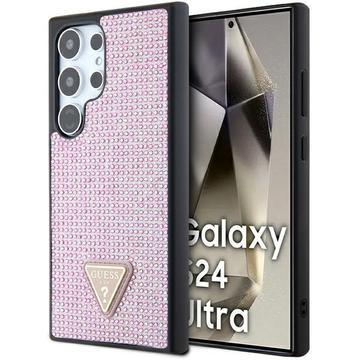 Samsung Galaxy S24 Ultra Guess Rhinestones Triangle Metal Logo Case - Pink