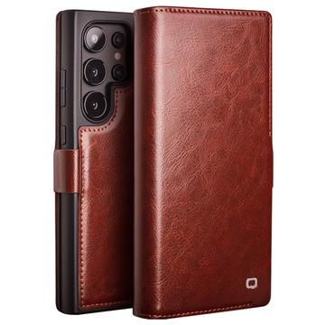 Samsung Galaxy S24 Ultra Qialino Classic Wallet Leather Case - Dark Brown