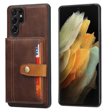 Samsung Galaxy S24 Ultra Retro Style Case with Wallet - Brown