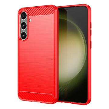 Samsung Galaxy S24+ Brushed TPU Case - Carbon Fiber - Red