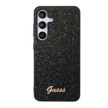 Samsung Galaxy S24+ Guess Glitter Flakes Metal Logo Hybrid Case - Black