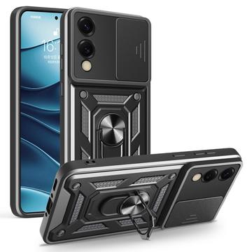 Samsung Galaxy S25 Edge Rotary Ring Hybrid Case with Camera Shield - Black