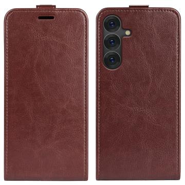 Samsung Galaxy S25 Vertical Flip Case with Card Slot - Brown