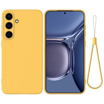 Samsung Galaxy S25+ Liquid Silicone Case with Hand Strap - Yellow