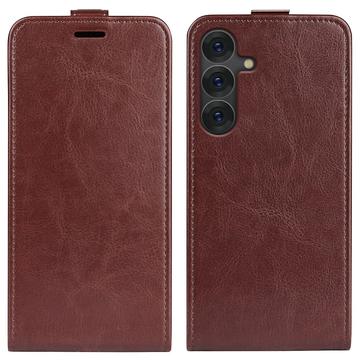 Samsung Galaxy S25+ Vertical Flip Case with Card Slot - Brown