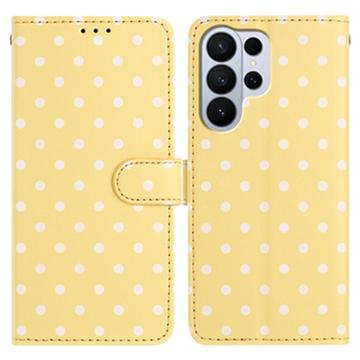 Samsung Galaxy S26 Ultra Polka Dot Pattern Wallet Case - Yellow