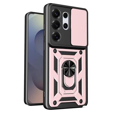 Samsung Galaxy S26 Ultra Rotary Ring Hybrid Case with Camera Shield - Rose Gold