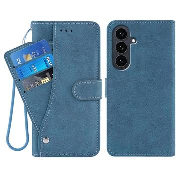 Samsung Galaxy S26+ Elegant Retro Wallet Case with Rotating Card Holder - Blue