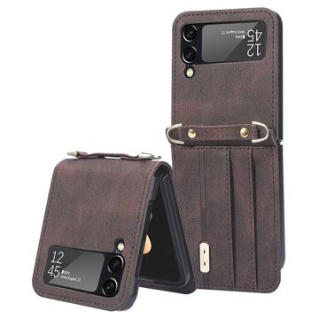 Samsung Galaxy Z Flip4 Hybrid Case with Card Holder - Brown