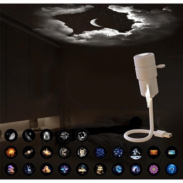 Satellite Projector / Starry Sky Lamp with 25 Projection Films - White