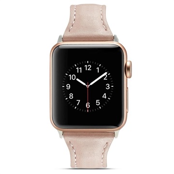 Apple Watch Series Ultra/8/SE (2022)/7/SE/6/5/4/3/2/1 Slim Leather Strap - 49mm/45mm/44mm/42mm - Pink