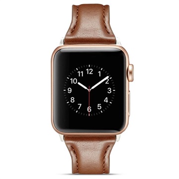 Apple Watch Series 9/8/SE (2022)/7/SE/6/5/4/3/2/1 Slim Leather Strap - 41mm/40mm/38mm - Coffee