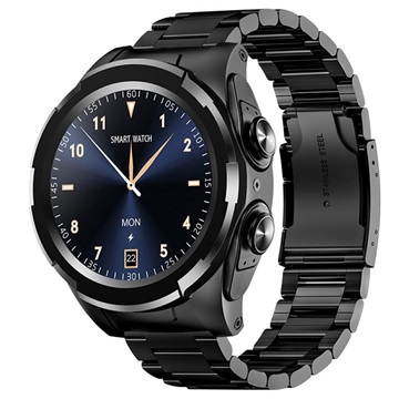 Smartwatch with TWS Earphones JM06 - Aluminium Strap (Open-Box Satisfactory) - Black