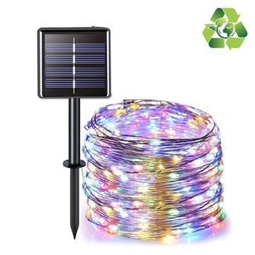 Solar Waterproof IP67 LED String Fairy Lights - 32m - Colourful