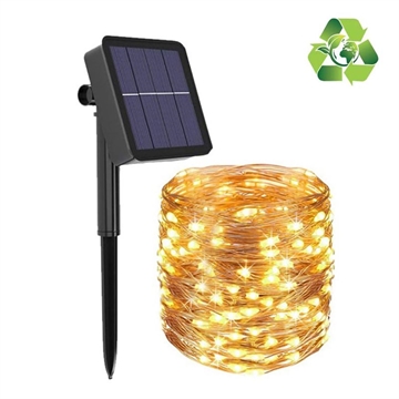 Solar Waterproof IP67 LED String Fairy Lights - 32m - Yellow