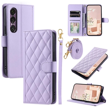 Sony Xperia 1 VII Luxury Quilted Wallet Case - Purple