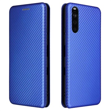 Sony Xperia 10 III, Xperia 10 III Lite Flip Case - Carbon Fiber - Blue