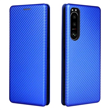 Sony Xperia 5 III Flip Case - Carbon Fiber - Blue