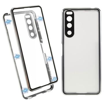 Sony Xperia 5 IV Magnetic Case with Tempered Glass Back - Silver