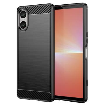 Sony Xperia 5 V Brushed TPU Case - Carbon Fiber - Black