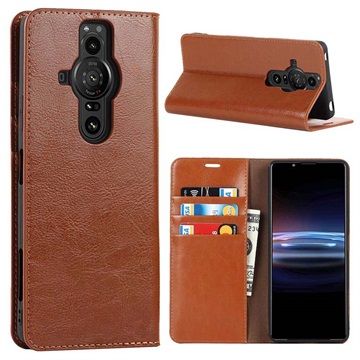 Sony Xperia Pro-I Wallet Leather Case with Kickstand - Brown