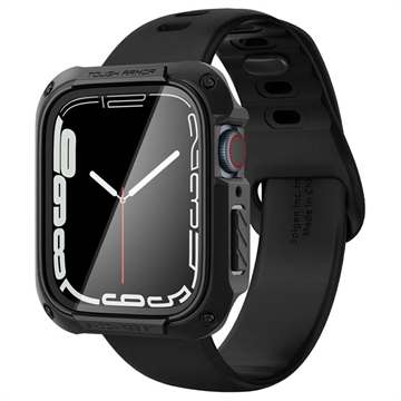 Spigen Tough Armor Apple Watch Series 8/7 Case with Screen Protector - 45mm - Black