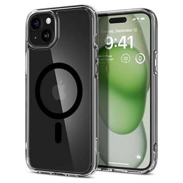 iPhone 15 Plus Spigen Ultra Hybrid Mag Case - Black / Transparent