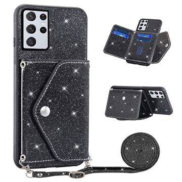 Stardust Samsung Galaxy S23 Ultra 5G Case with Card Holder - Black