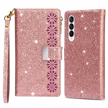 Starlight Series Samsung Galaxy Z Fold4 Wallet Case - Rose Gold