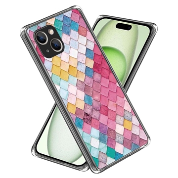iPhone 15 Stylish Ultra-Slim TPU Case - Rainbow Rhombus