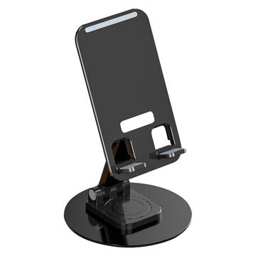 360-degree Rotating Desktop Stand for Tablet/Smartphone T9 - Black