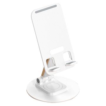 360-degree Rotating Desktop Stand for Tablet/Smartphone T9 - White