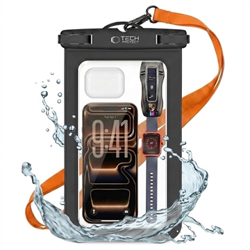 Tech-Protect UWC9 Universal Waterproof Case - 8.9 - Black / Orange