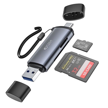 Tech-Protect UltraBoost USB-A/USB-C SD & MicroSD Card Reader (Open Box - Bulk Satisfactory) - Grey