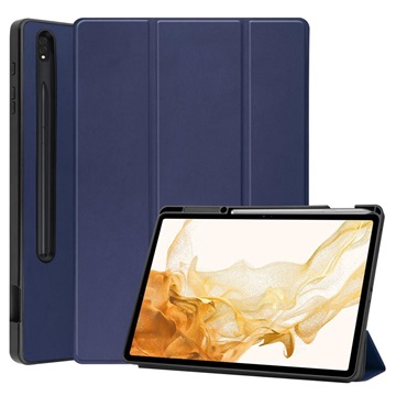 Tri-Fold Series Samsung Galaxy Tab S8+ Smart Folio Case - Dark Blue